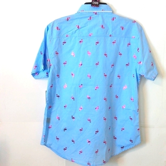 DRILL NYC SHORT SLEEVE PINK FLAMINGO SHIRT SIZE LARGE NWT - Picture 4 of 6